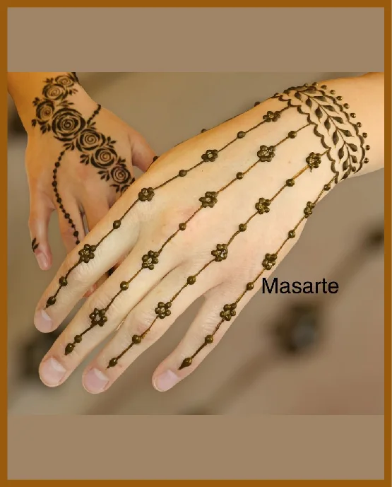 Minimal Chain Of Flowers Design For Simple Back Hand Mehndi